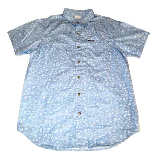 Columbia Other - Men's Columbia Blue Patterned Short Sleeve Button Down Shirt